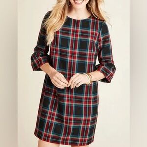 NWT Vineyard Vines Jolly Plaid Tartan Shift Dress Holidays Ruffled Sleeve Size 6